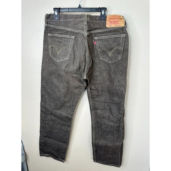 Levi Mens 501 Straight Leg Button Fly Brown Jeans 38x32 cotton wide leg denim - Picture 4 of 9